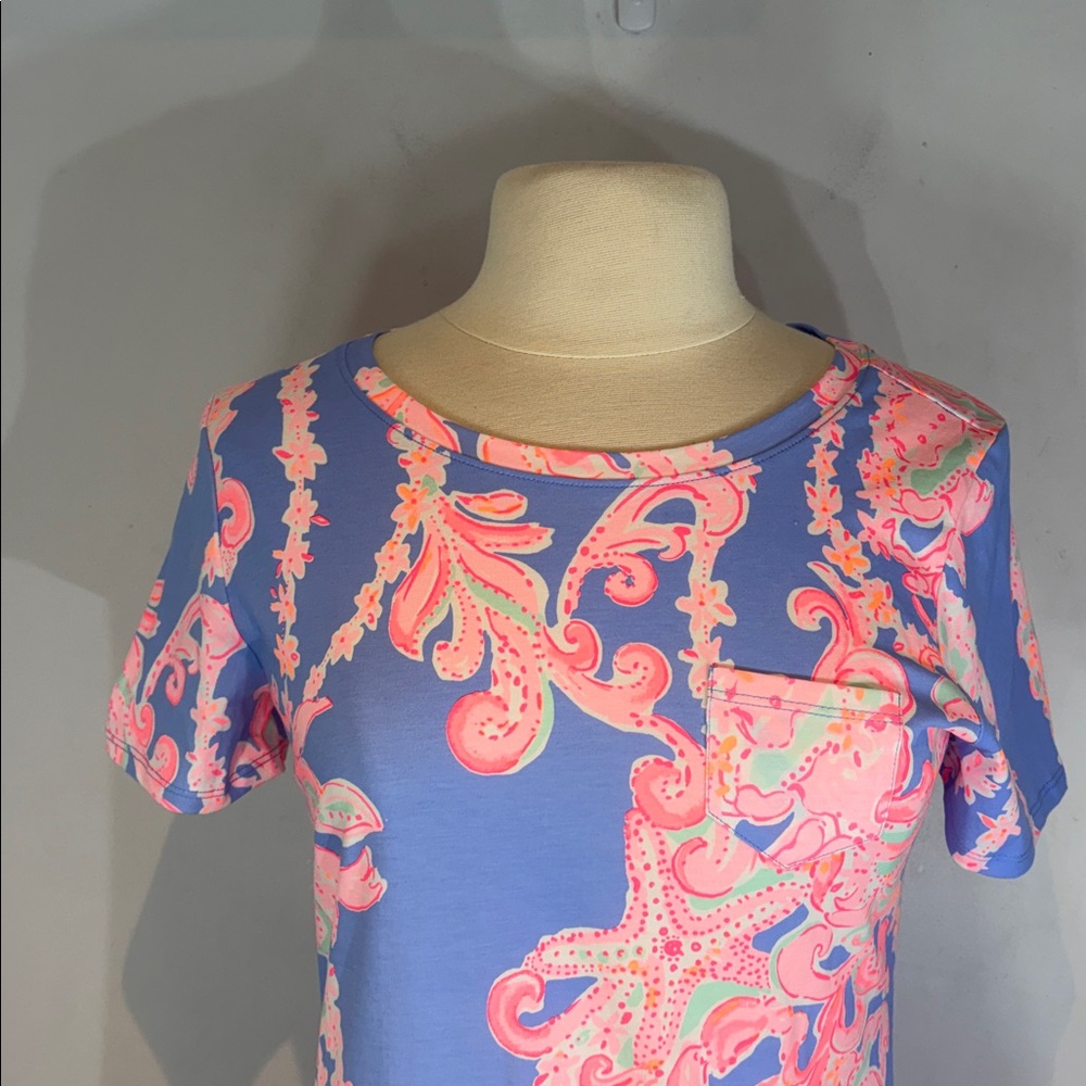 Lilly Pulitzer DECLAN DRESS medium GO WITH THE FLOW ENG Blue Peri NWOT - Picture 11 of 15